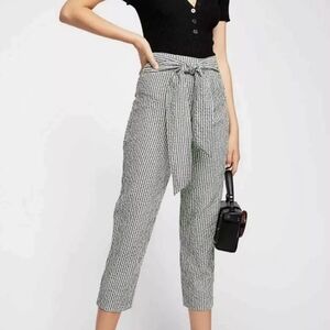 Free People Womens 12 West Side Tie Front Gingham Check Seersucker Cropped Pants